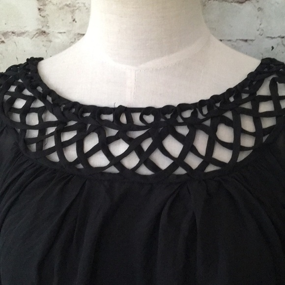 Leifsdottir Silk Batwing Top Lattice Sheer Lined - Picture 2 of 3